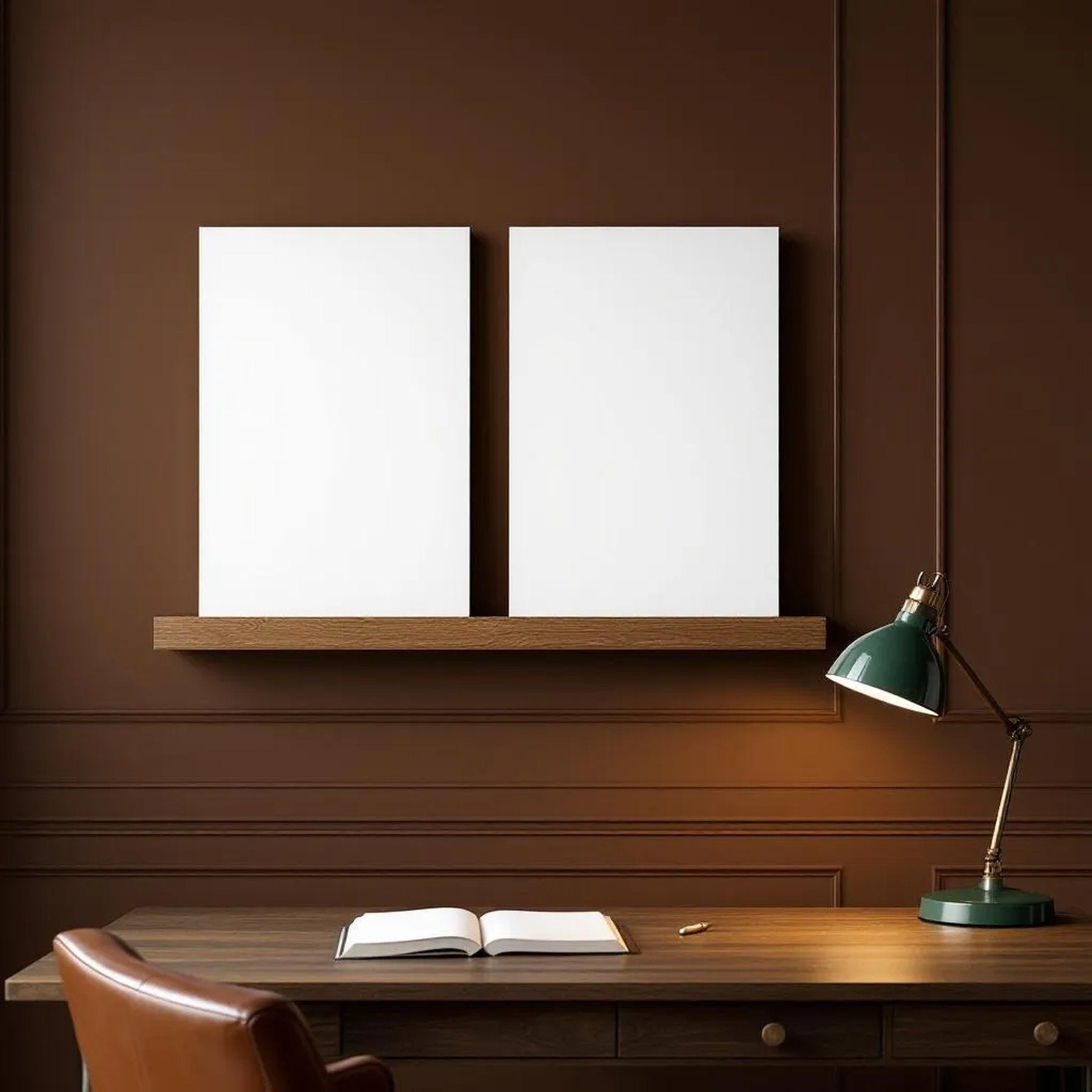 Library & Study High-Res Frame Mockup — Plain Square Frame Portrait 2:3 — Perspective View — #03095 | MockupBulk