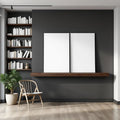 Library & Study Professional Frame Mockup — Plain Square Frame Portrait 2:3 — Perspective View — #03096 | MockupBulk