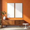Mid-Century Modern High-Res Frame Mockup — Plain Square Frame Portrait 2:3 — Perspective View — #03168 | MockupBulk