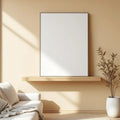Minimalist White Frame Display Mockup — Plain Square Frame Portrait 2:3 — Perspective View — #02707 | MockupBulk