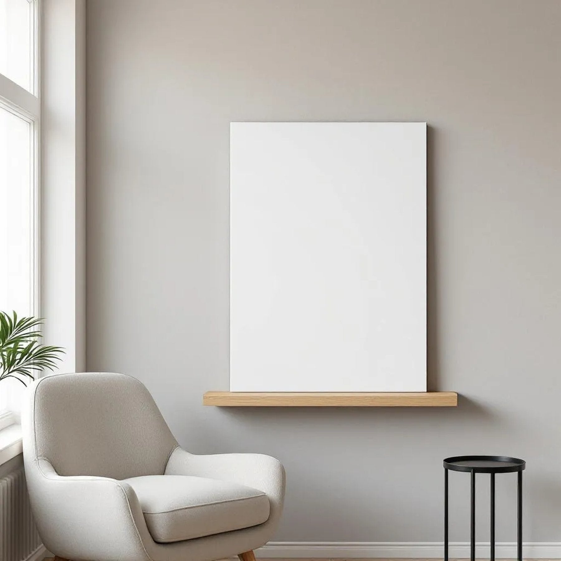 Minimalist White Interior Frame Mockup — Plain Square Frame Portrait 5:7 — Perspective View — #02708 | MockupBulk