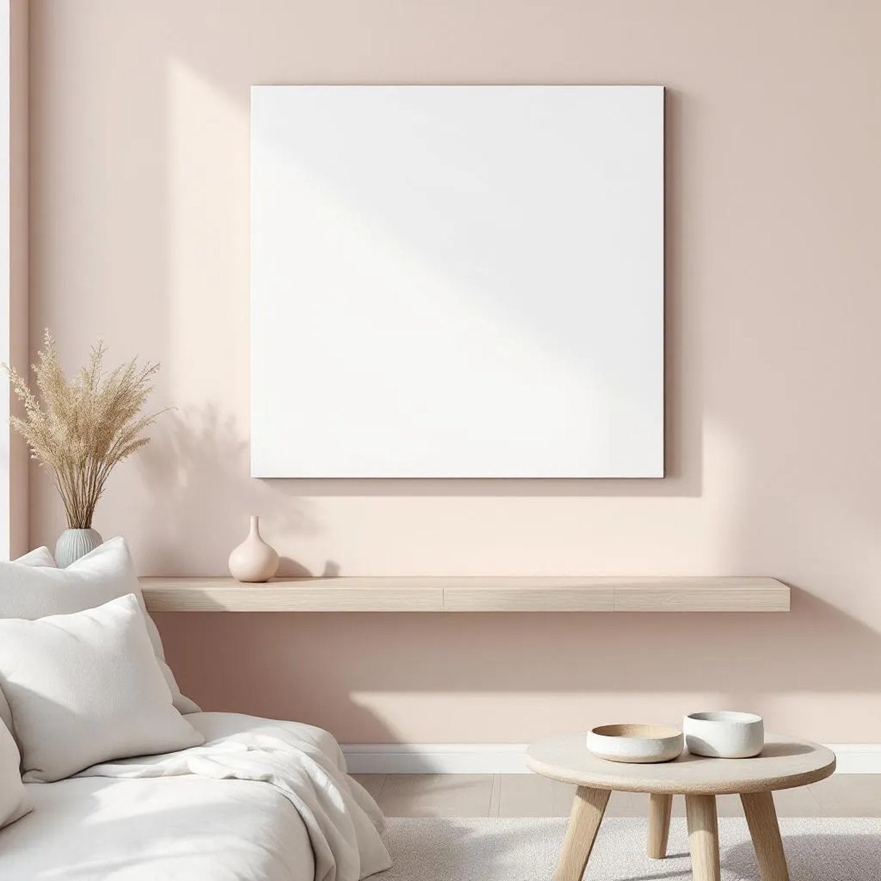 Minimalist White Room Scene Mockup — Plain Square Frame Portrait 4:5 — Perspective View — #02709 | MockupBulk