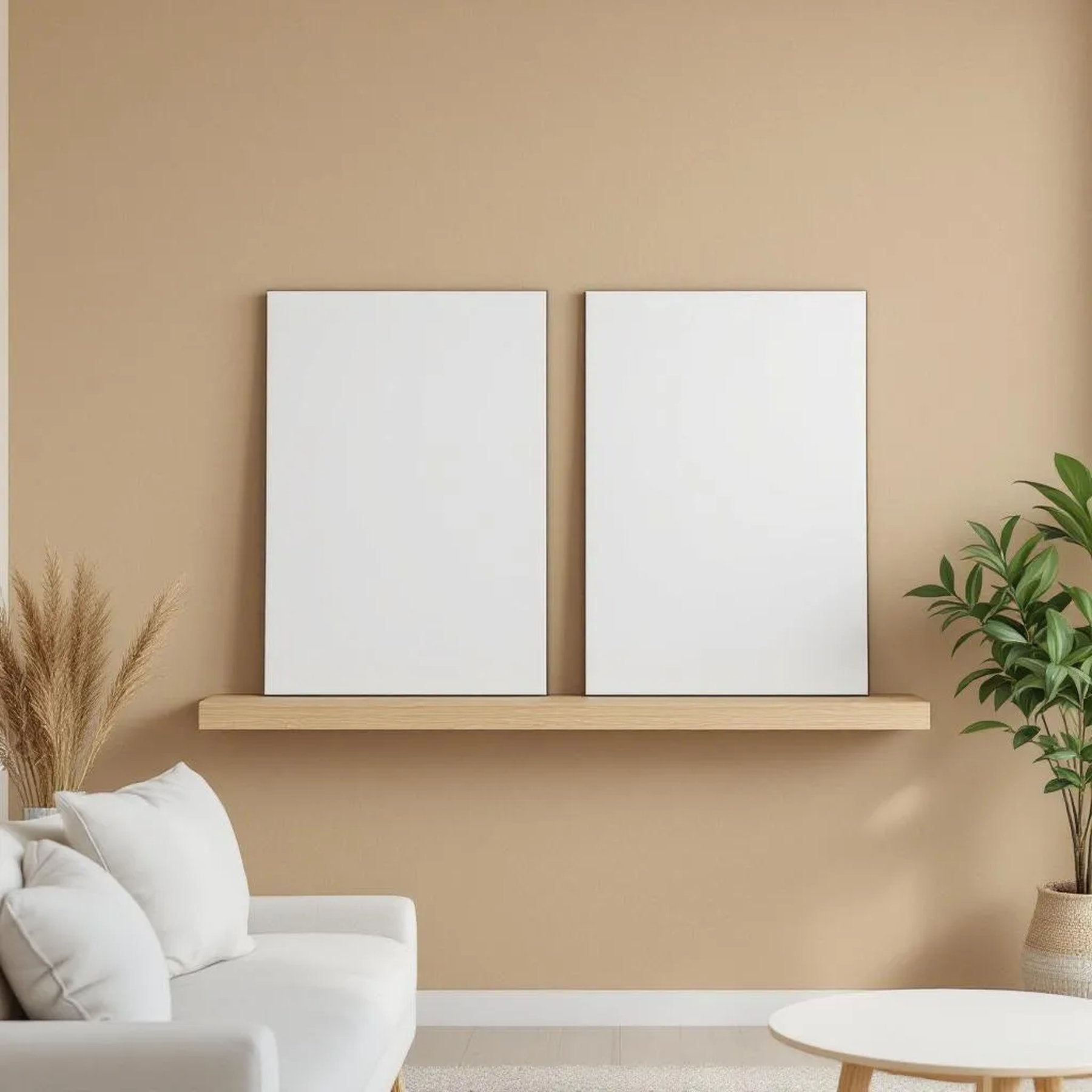 Minimalist White Interior Frame Mockup — Plain Square Frame Portrait 2:3 — Perspective View — #02710 | MockupBulk
