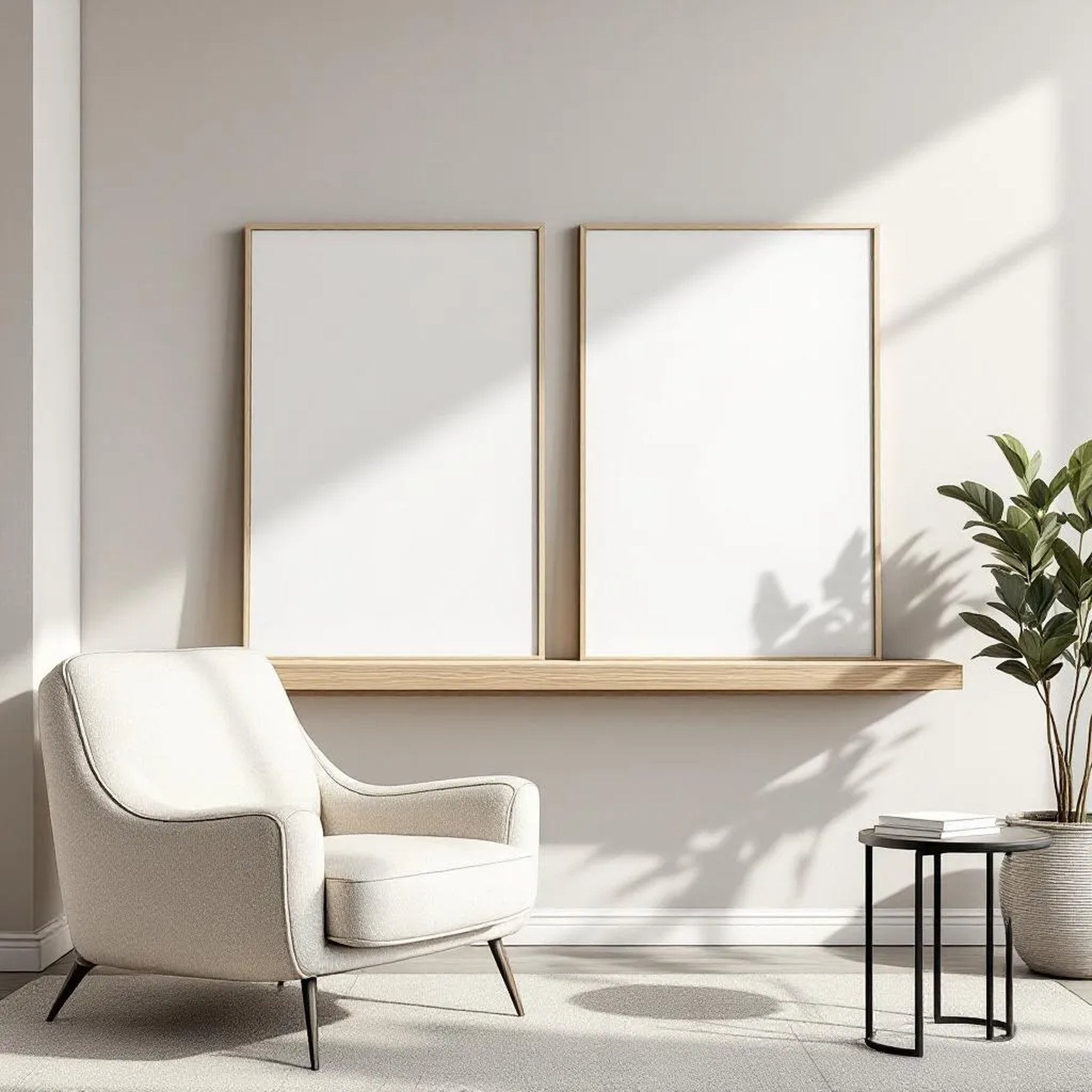 Minimalist White Editorial Room Mockup — Plain Square Frame Portrait 4:5 — Perspective View — #02711 | MockupBulk