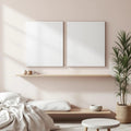 Minimalist White Styled Room Mockup — Plain Square Frame Portrait 2:3 — Perspective View — #02712 | MockupBulk
