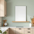 Modern Kitchen Wall Art Mockup — Plain Square Frame Portrait 2:3 — Perspective View — #03115 | MockupBulk