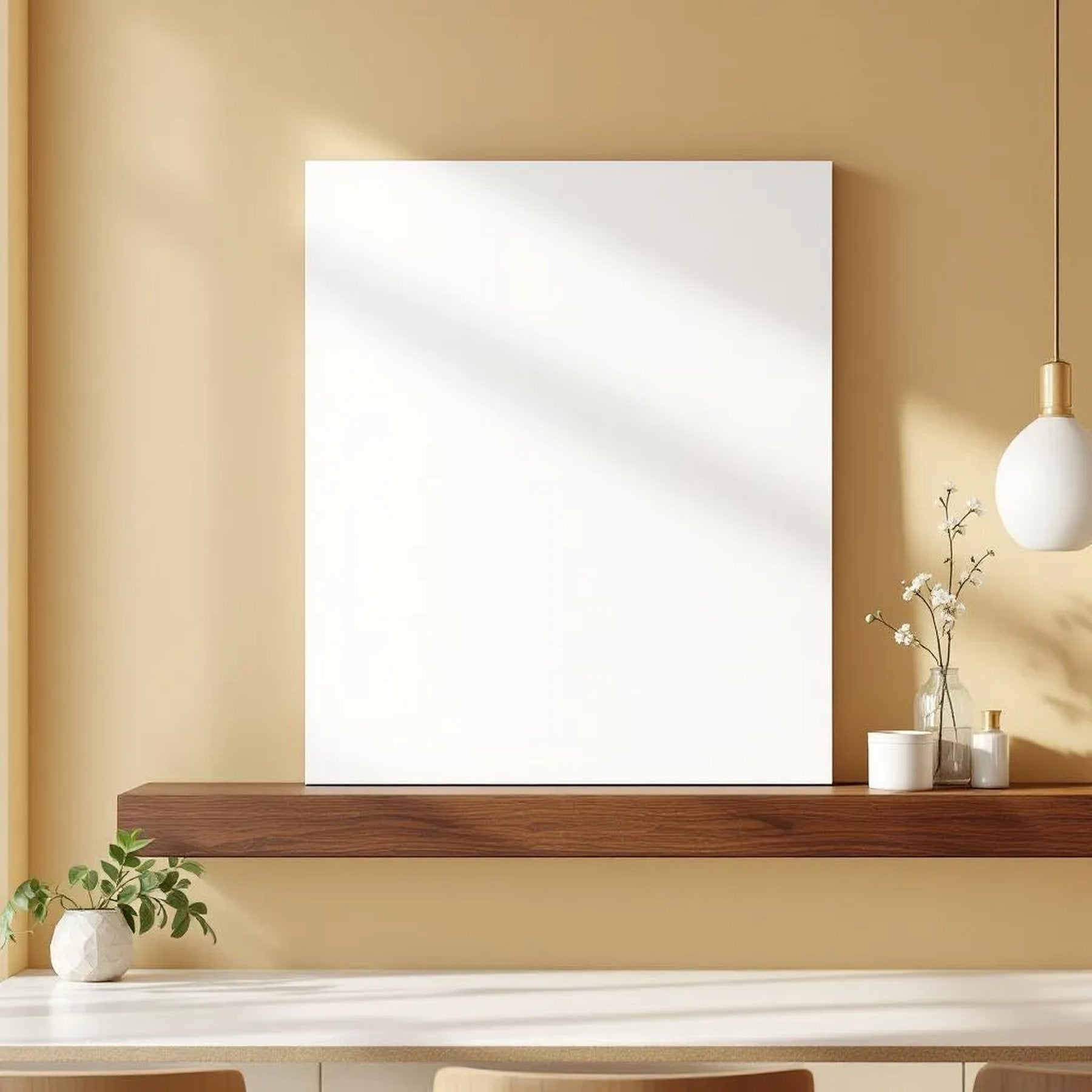 Modern Kitchen Professional Frame Mockup — Plain Square Frame Portrait 2:3 — Perspective View — #03117 | MockupBulk