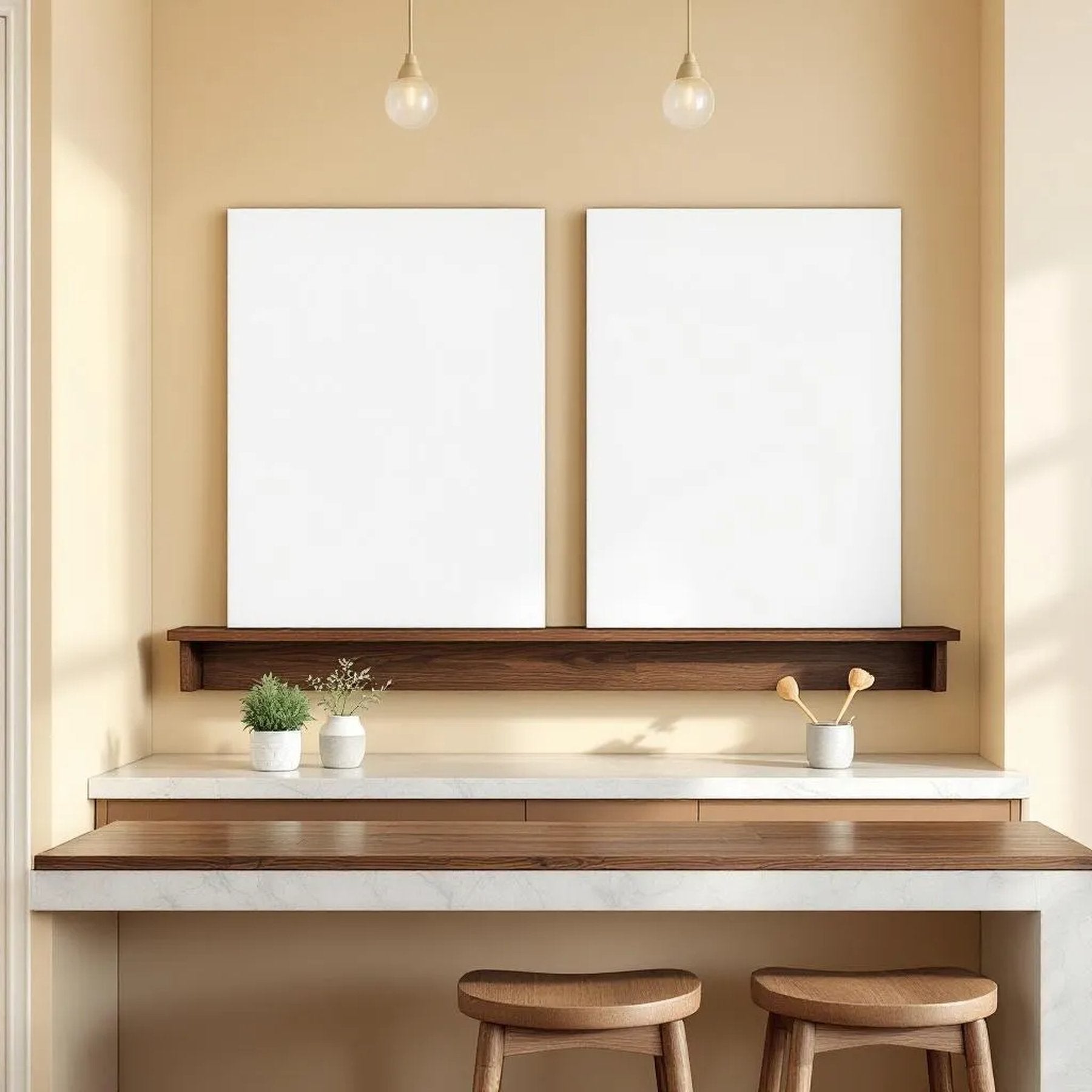 Modern Kitchen High-Res Frame Mockup — Plain Square Frame Portrait 2:3 — Perspective View — #03120 | MockupBulk