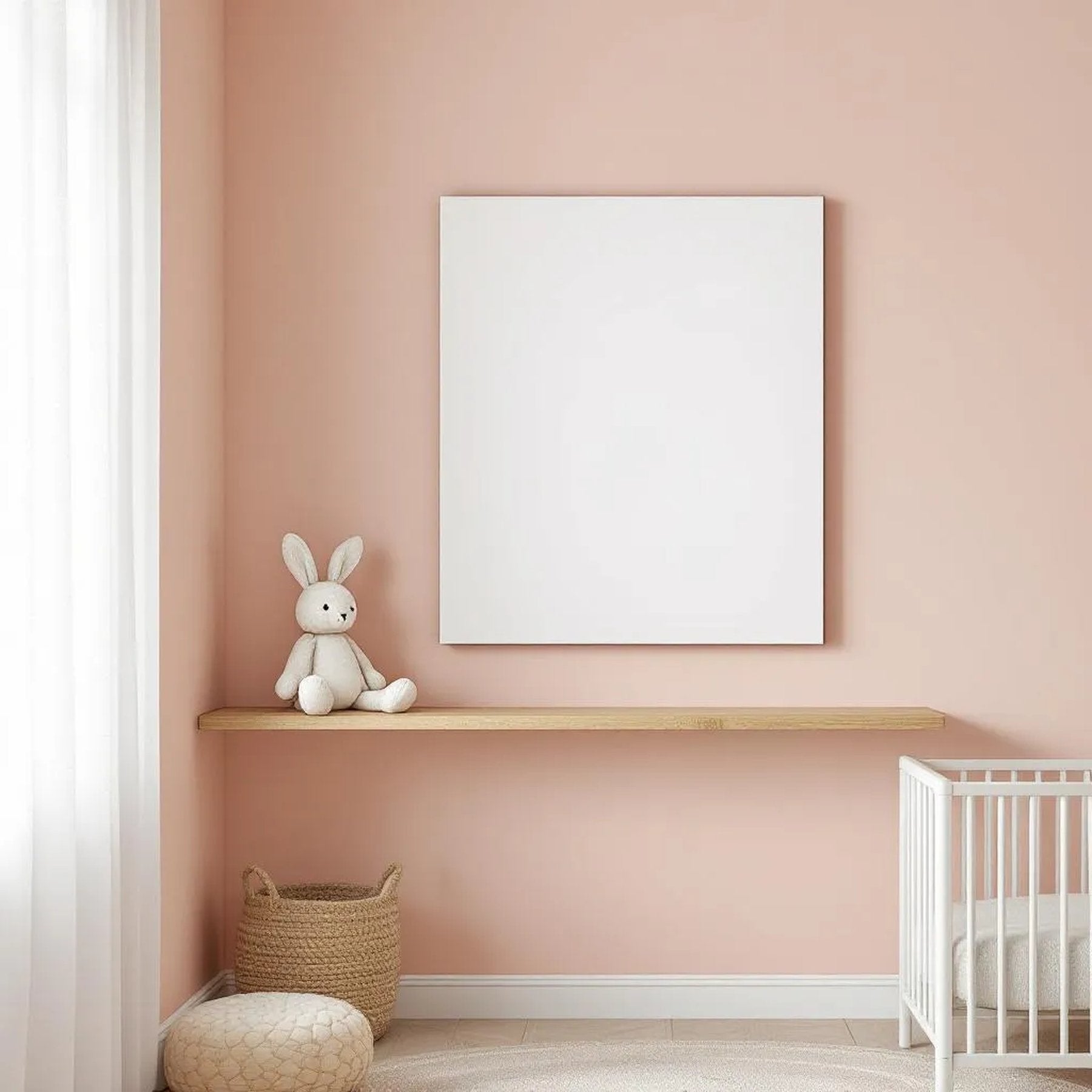 Nursery Styled Room Mockup — Plain Square Frame Portrait 2:3 — Perspective View — #02901 | MockupBulk