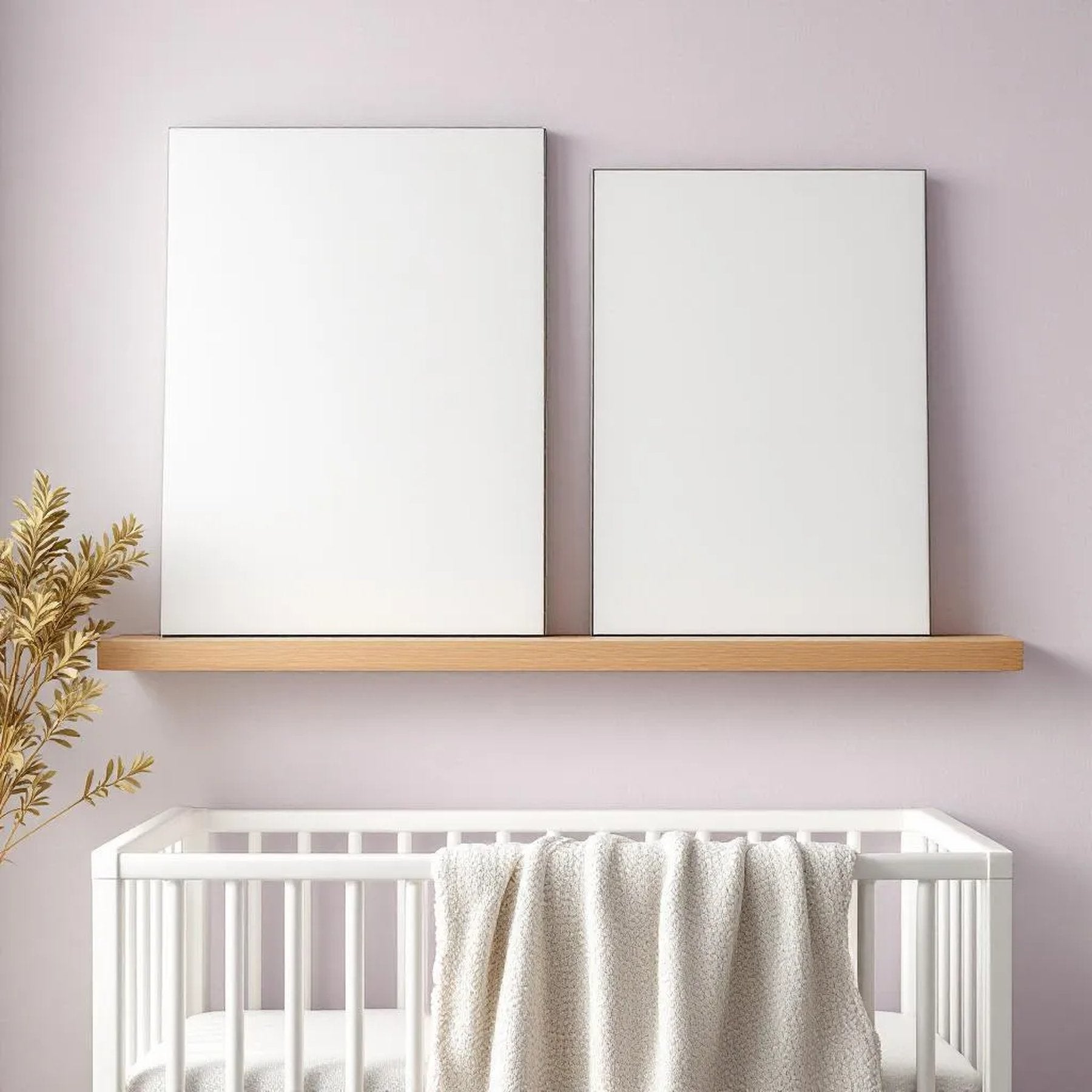 Nursery Interior Frame Mockup — Plain Square Frame Portrait 2:3 — Perspective View — #02903 | MockupBulk