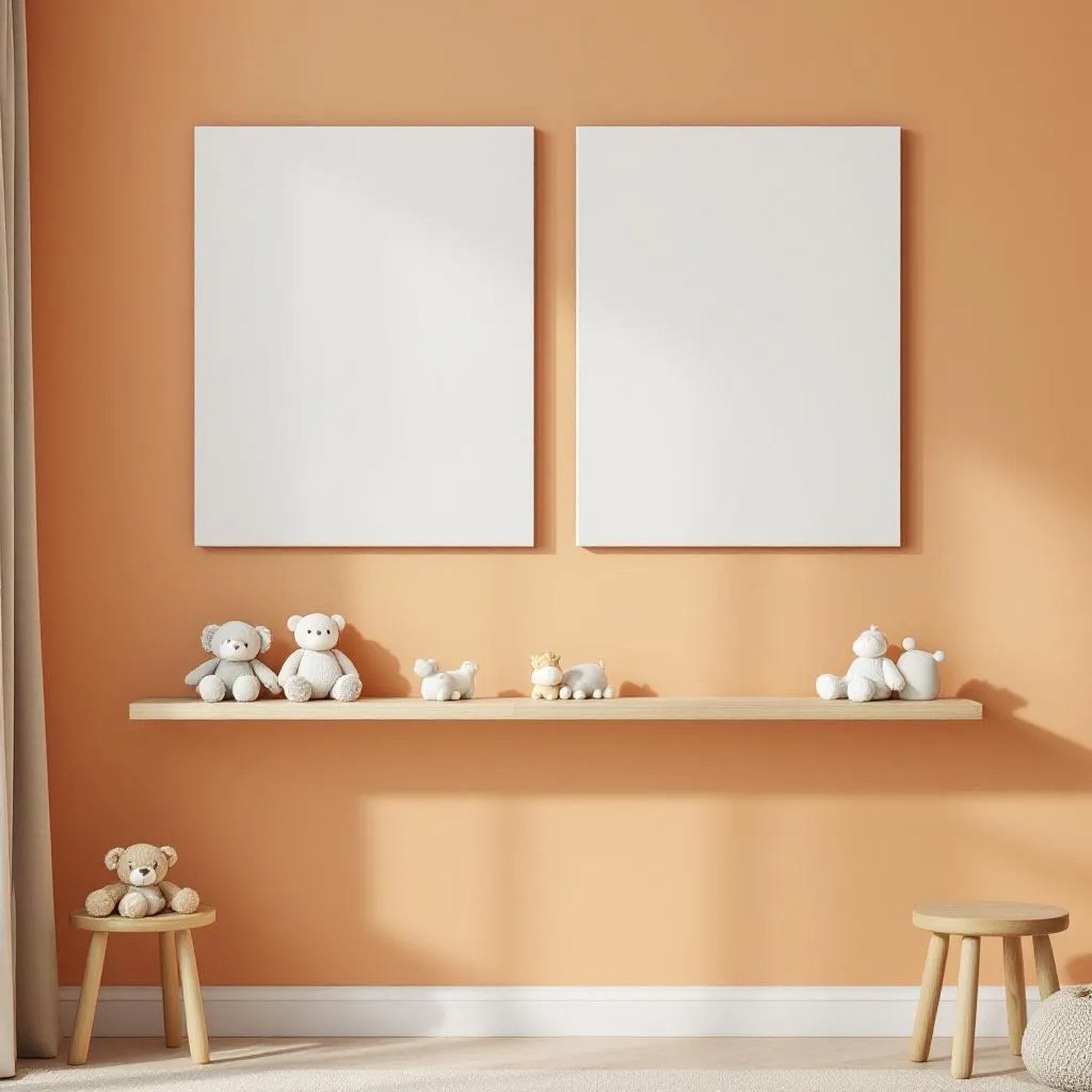 Nursery High-Res Frame Mockup — Plain Square Frame Portrait 2:3 — Perspective View — #02904 | MockupBulk