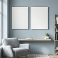 Reading Nook Editorial Room Mockup — Plain Square Frame Portrait 2:3 — Perspective View — #03023 | MockupBulk