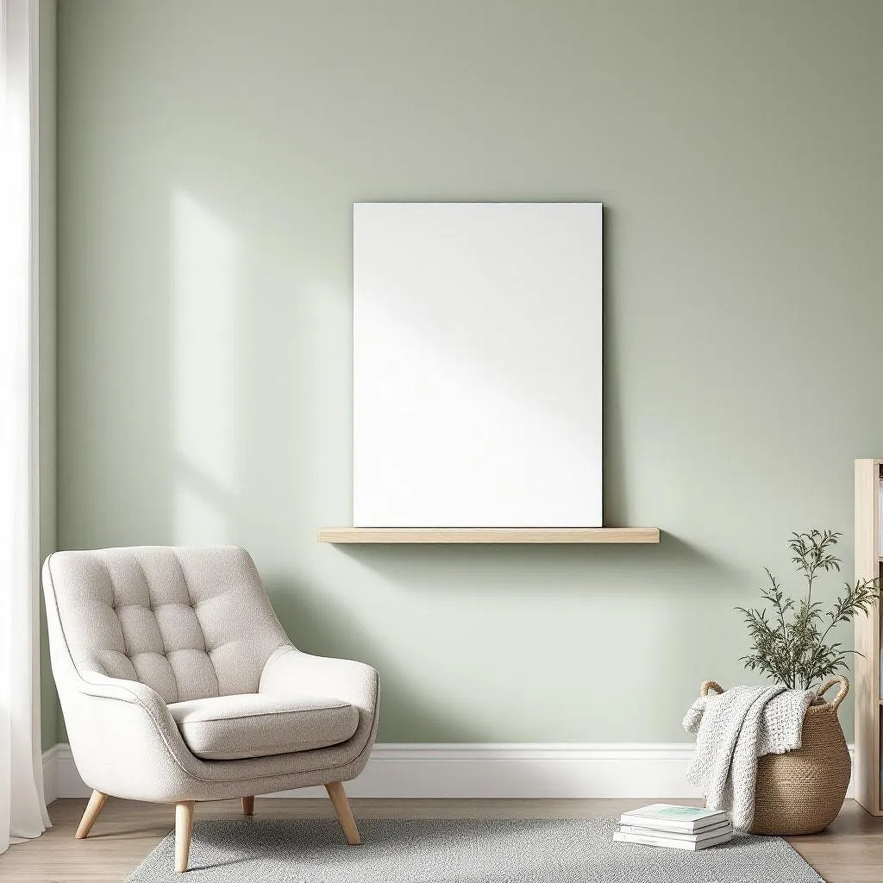 Scandinavian Styled Room Mockup — Plain Square Frame Portrait 2:3 — Perspective View — #02732 | MockupBulk
