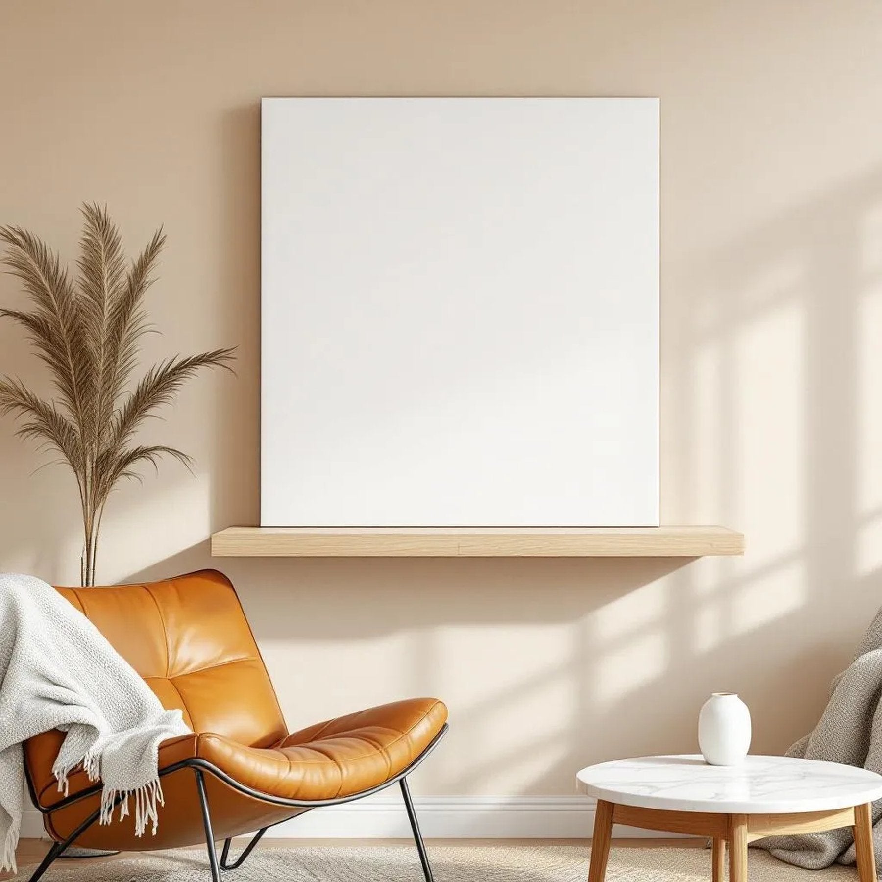 Scandinavian Frame Display Mockup — Plain Square Frame Portrait 2:3 — Perspective View — #02733 | MockupBulk