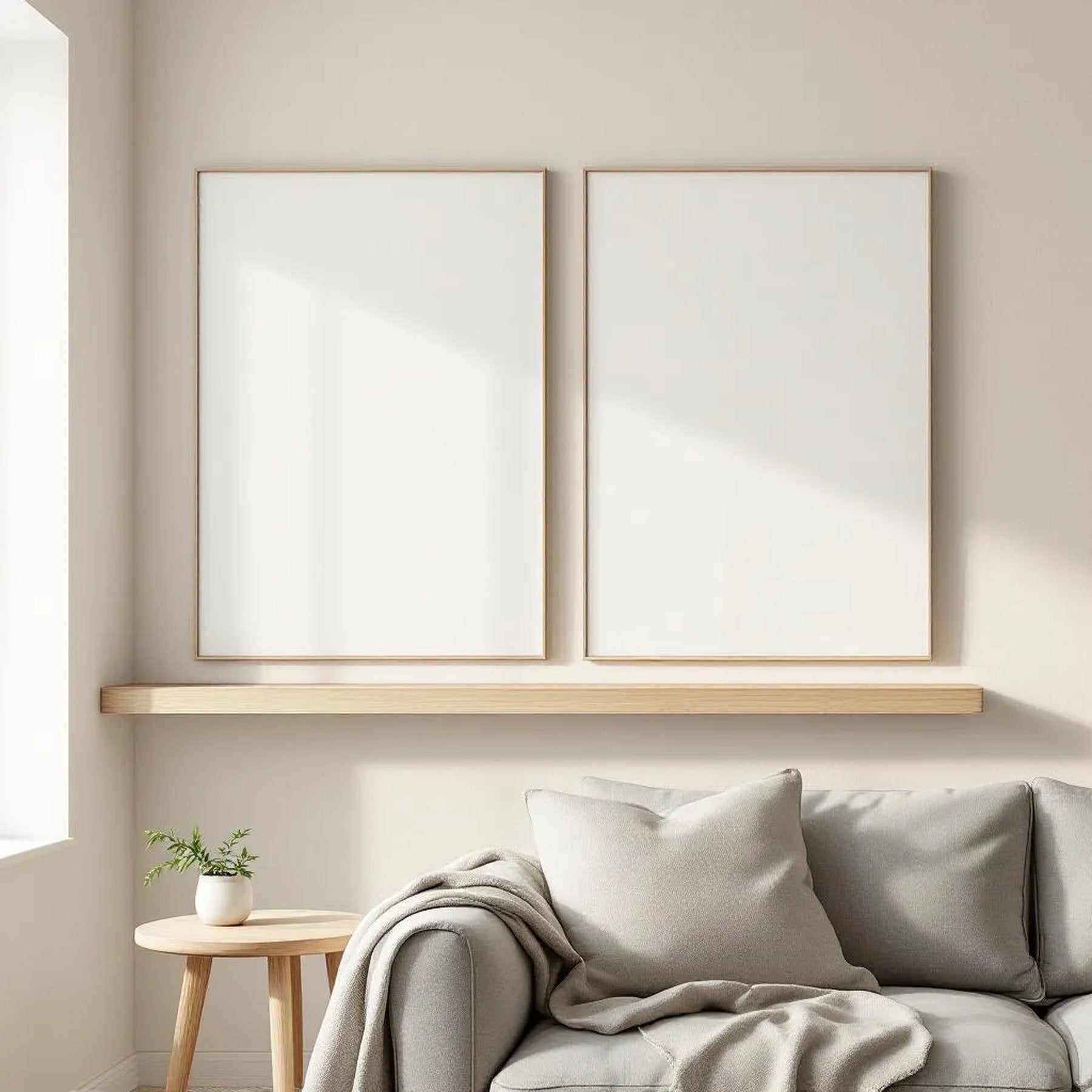 Scandinavian Interior Frame Mockup — Plain Square Frame Square 1:1 — Perspective View — #02734 | MockupBulk