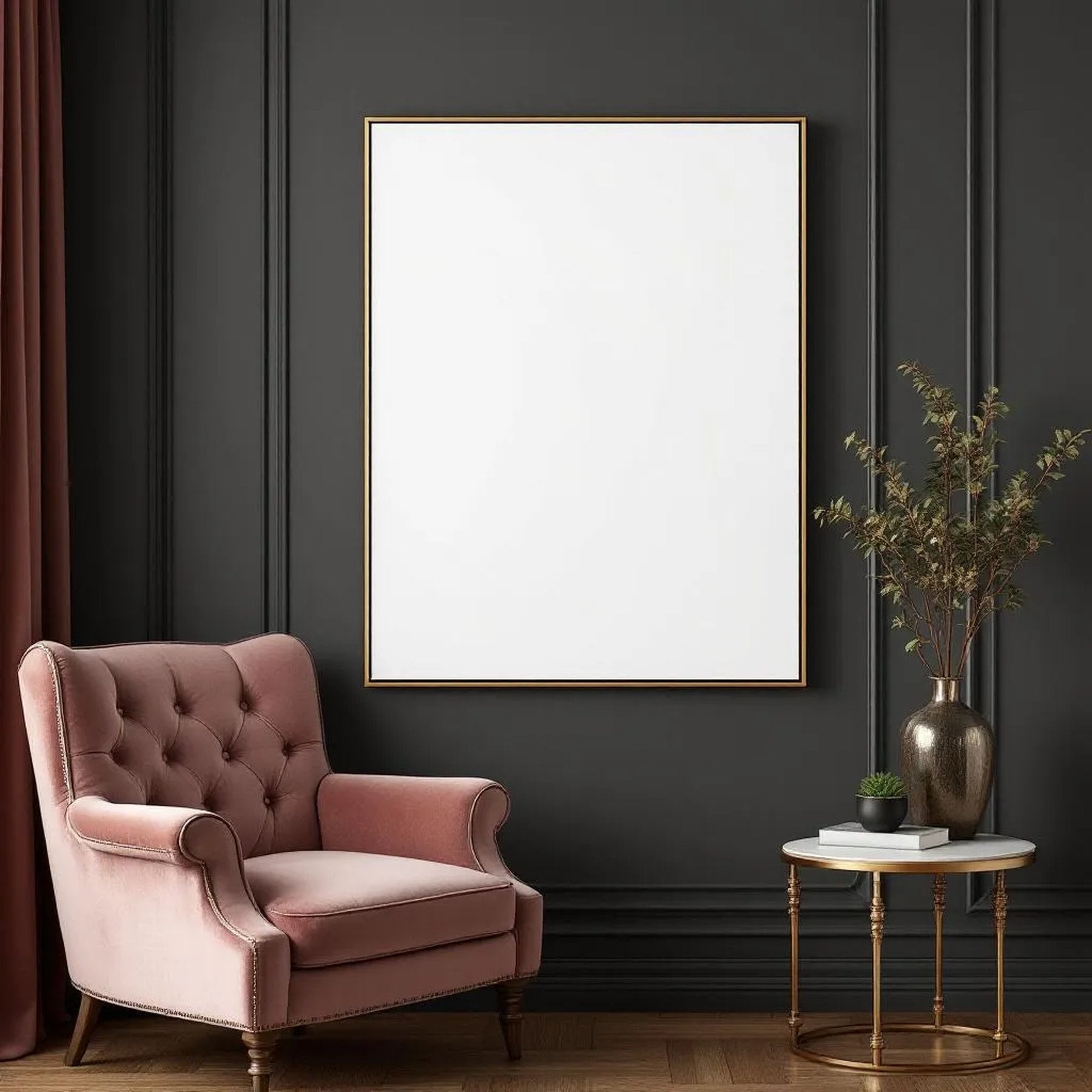 Art Deco Room Scene Mockup — Plain Square Frame Landscape 3:4 — Perspective View — #02809 | MockupBulk