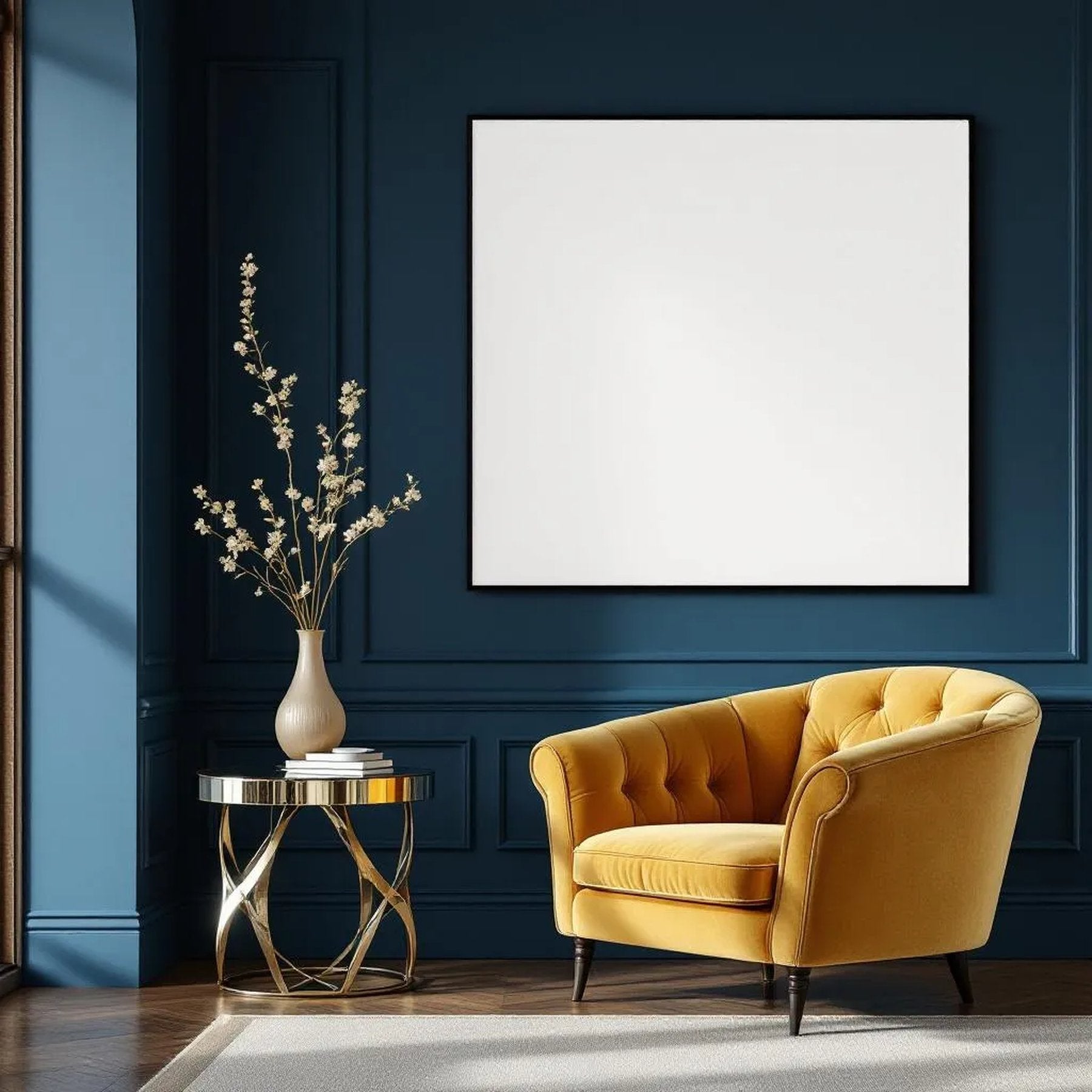 Art Deco Premium Interior Mockup — Plain Square Frame Portrait 2:3 — Perspective View — #02810 | MockupBulk