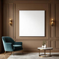 Art Deco Editorial Room Mockup — Plain Square Frame Square 1:1 — Perspective View — #02811 | MockupBulk
