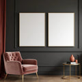 Art Deco Wall Art Mockup — Plain Square Frame Landscape 3:4 — Perspective View — #02812 | MockupBulk