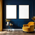 Art Deco Room Scene Mockup — Plain Square Frame Portrait 2:3 — Perspective View — #02813 | MockupBulk