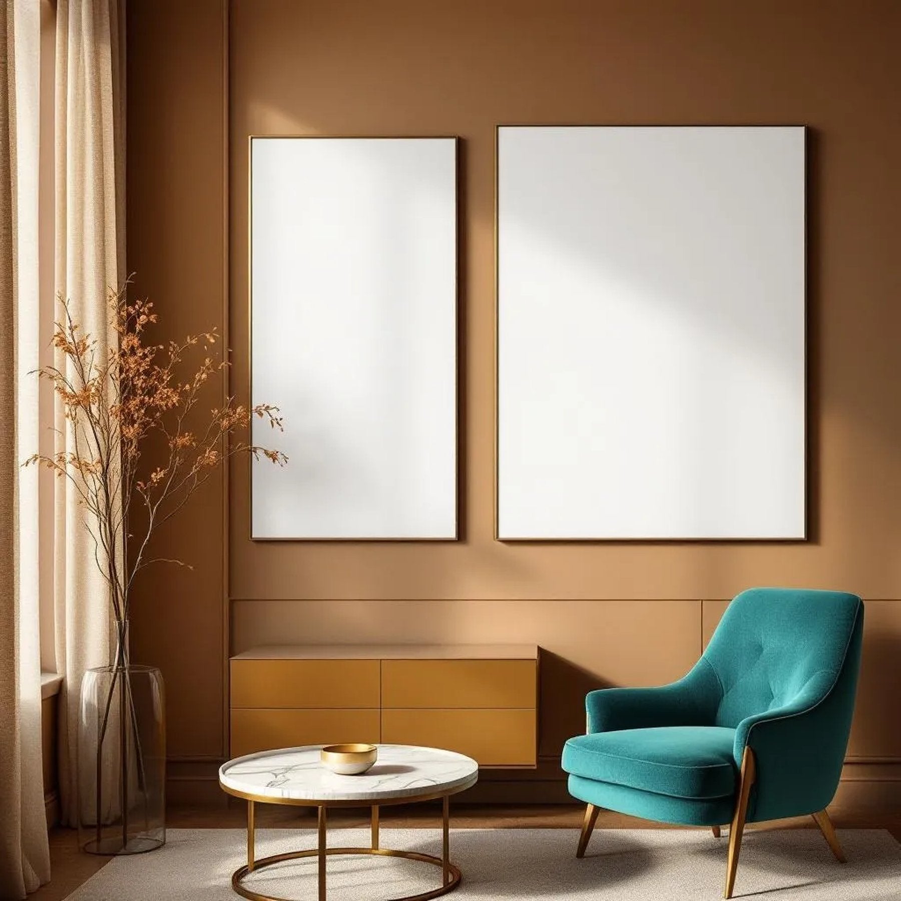 Art Deco Professional Frame Mockup — Plain Square Frame Portrait 2:3 — Perspective View — #02814 | MockupBulk