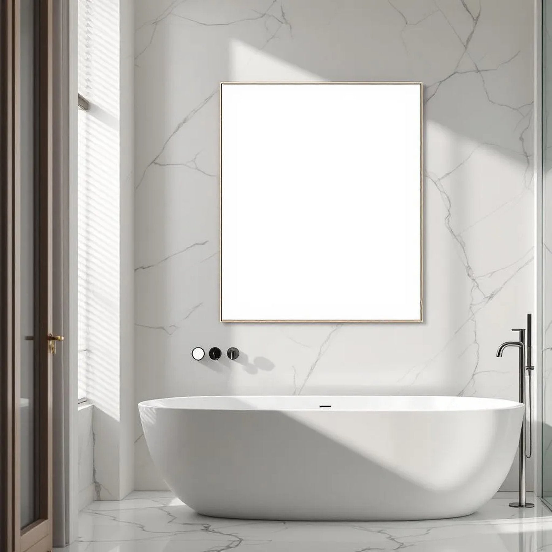 Spa Bathroom Premium Interior Mockup — Plain Square Frame Portrait 2:3 — Perspective View — #03025 | MockupBulk