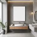 Spa Bathroom Premium Interior Mockup — Plain Square Frame Portrait 2:3 — Perspective View — #03026 | MockupBulk