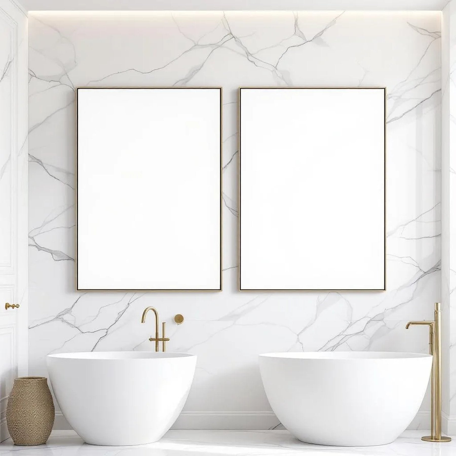 Spa Bathroom Styled Room Mockup — Plain Square Frame Square 1:1 — Perspective View — #03028 | MockupBulk
