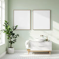Spa Bathroom Lifestyle Frame Mockup — Plain Square Frame Square 1:1 — Perspective View — #03030 | MockupBulk