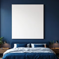 Dark Bedroom Lifestyle Frame Mockup — Plain Square Frame Portrait 2:3 — Perspective View — #02785 | MockupBulk