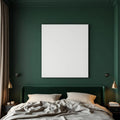 Dark Bedroom Wall Art Mockup — Plain Square Frame Portrait 2:3 — Perspective View — #02787 | MockupBulk