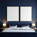 Dark Bedroom Styled Room Mockup — Plain Square Frame Portrait 2:3 — Perspective View — #02788 | MockupBulk