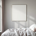 White Bedroom Room Scene Mockup — Plain Square Frame Portrait 2:3 — Perspective View — #02763 | MockupBulk
