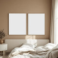 White Bedroom Wall Art Mockup — Plain Square Frame Portrait 4:5 — Perspective View — #02764 | MockupBulk