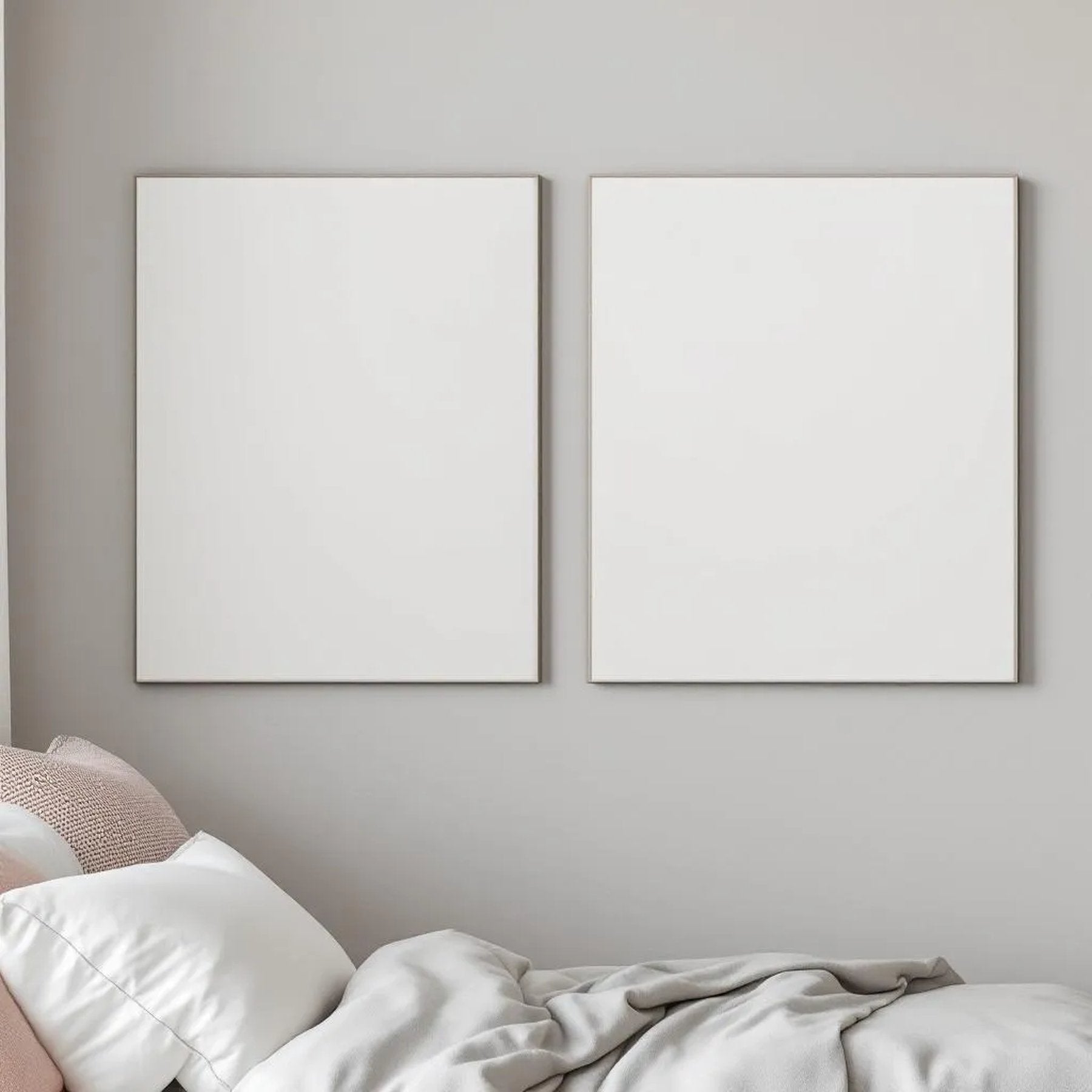 White Bedroom Premium Interior Mockup — Plain Square Frame Portrait 2:3 — Perspective View — #02766 | MockupBulk