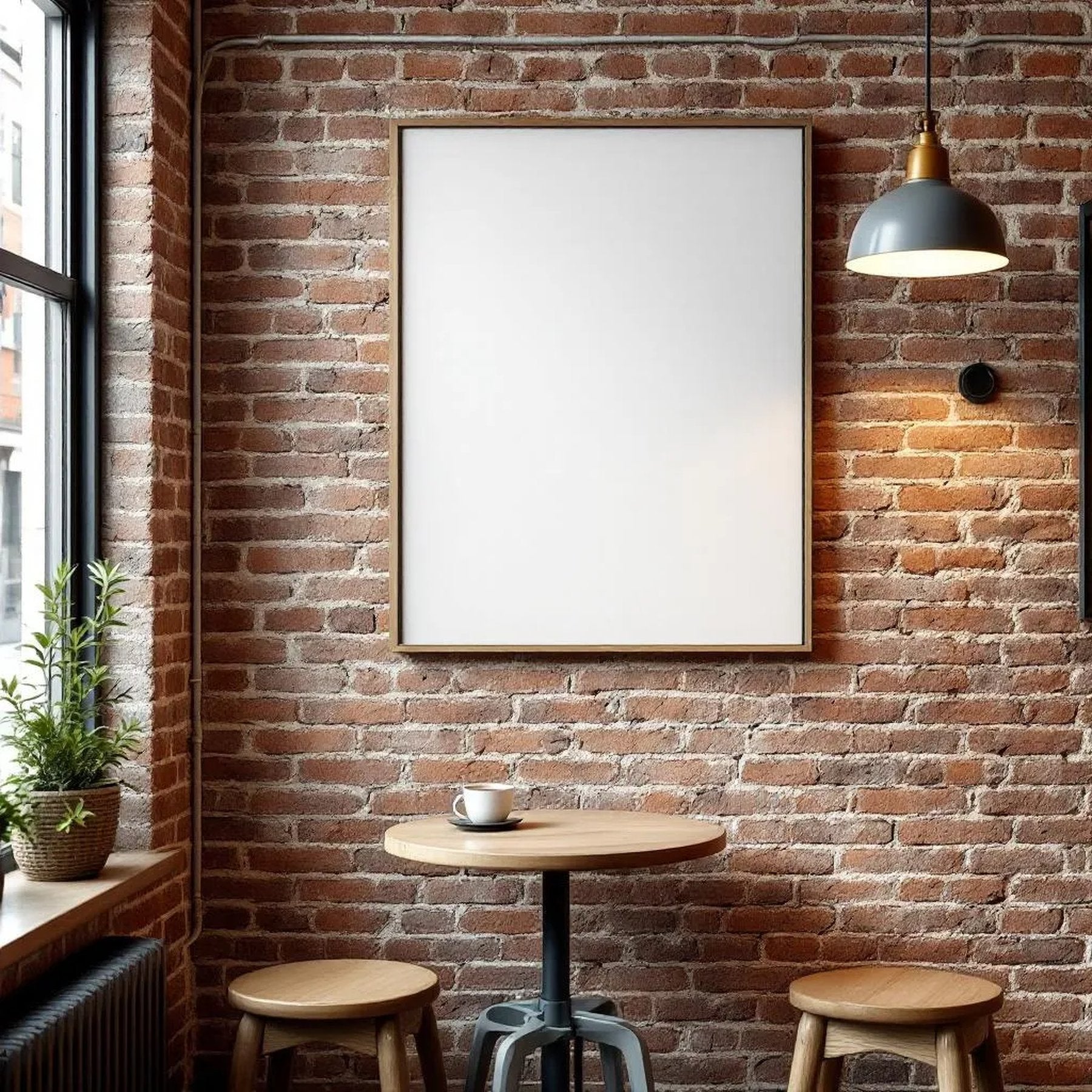 Cafe & Bar Professional Frame Mockup — Plain Square Frame Portrait 2:3 — Perspective View — #03049 | MockupBulk