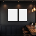 Cafe & Bar Wall Art Mockup — Plain Square Frame Landscape 11x14 — Perspective View — #03053 | MockupBulk
