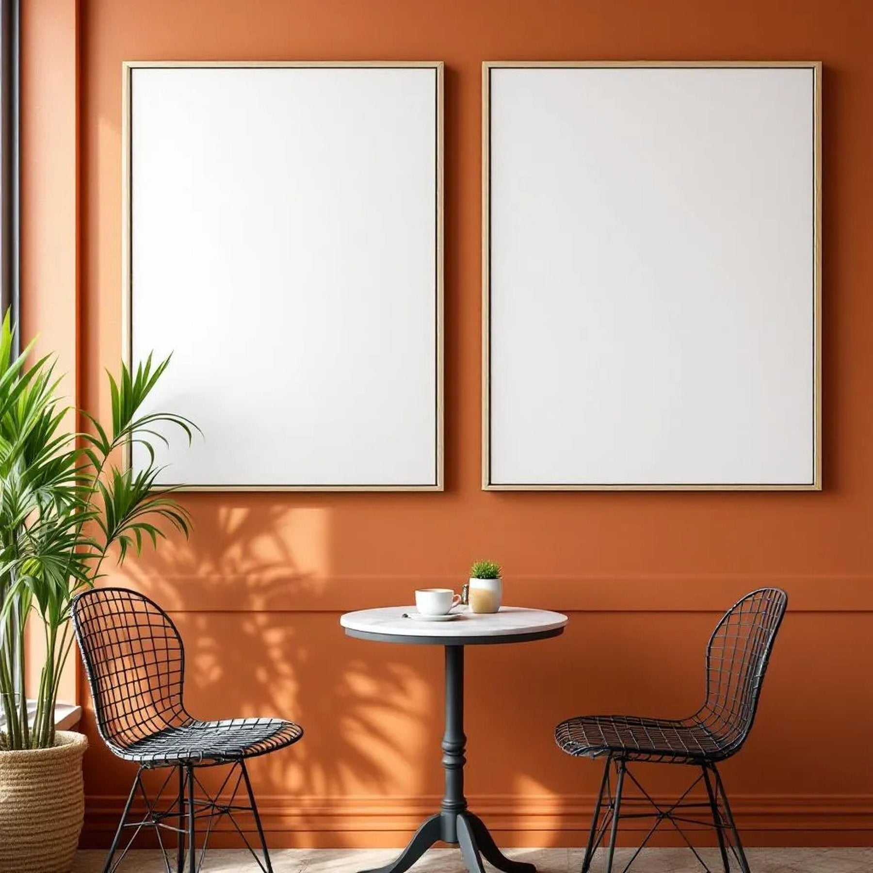 Cafe & Bar Lifestyle Frame Mockup — Plain Square Frame Portrait 2:3 — Perspective View — #03054 | MockupBulk