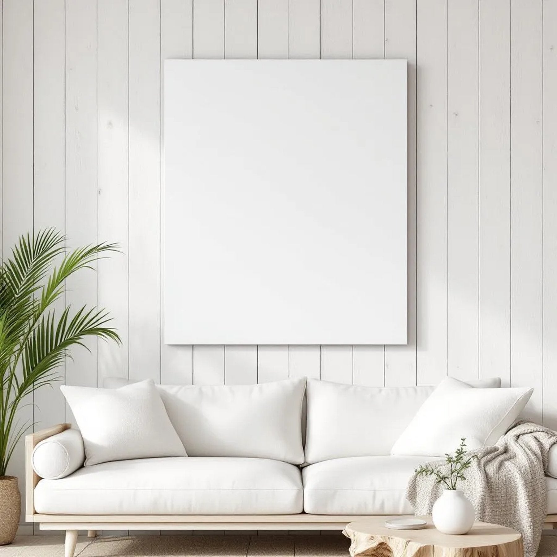 Coastal Interior Frame Mockup — Plain Square Frame Square 1:1 — Perspective View — #02857 | MockupBulk