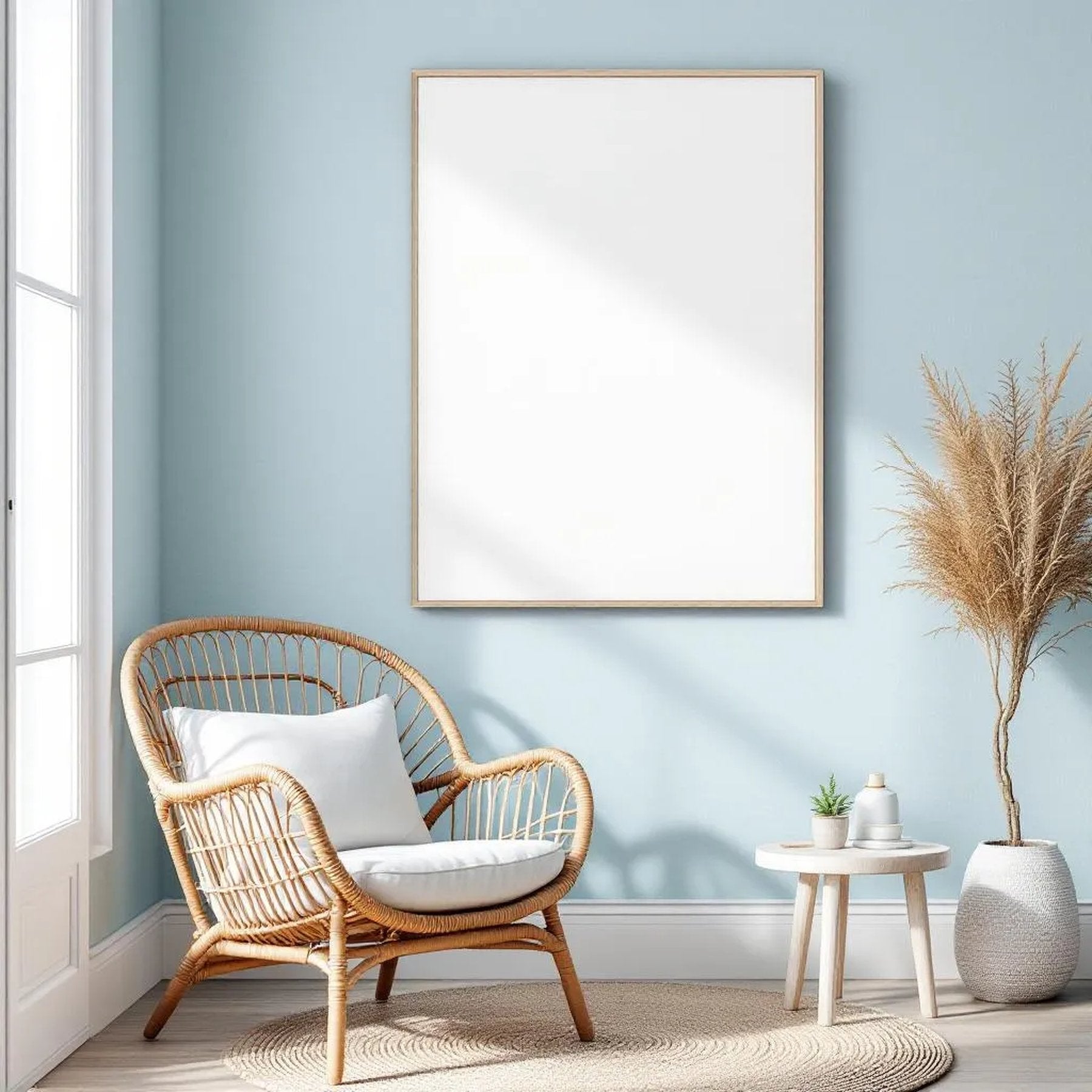 Coastal Premium Interior Mockup — Plain Square Frame Portrait 2:3 — Perspective View — #02858 | MockupBulk