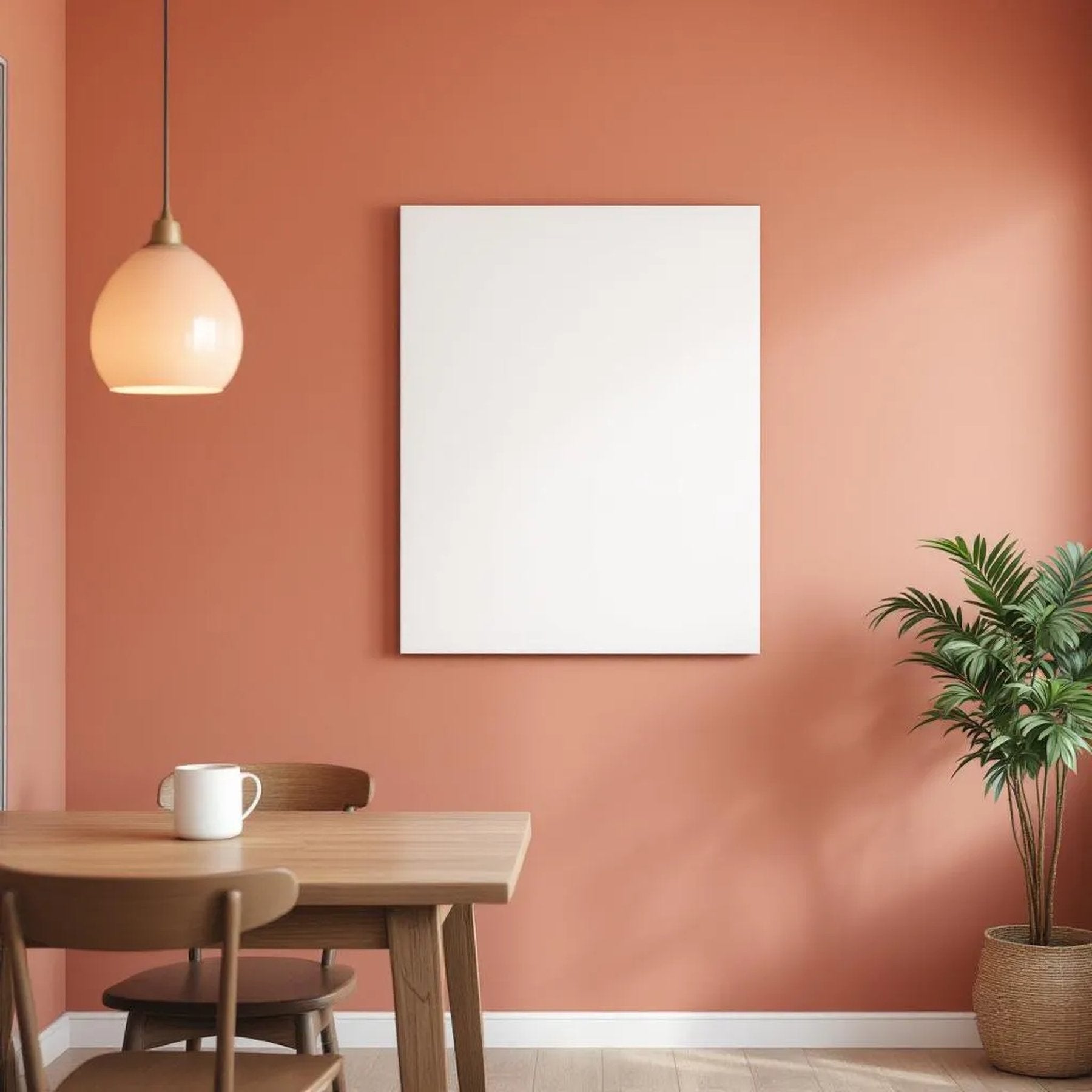 Dining Room Frame Display Mockup — Plain Square Frame Portrait 2:3 — Perspective View — #02977 | MockupBulk