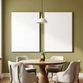 Dining Room Editorial Room Mockup — Plain Square Frame Portrait 2:3 — Perspective View — #02981 | MockupBulk