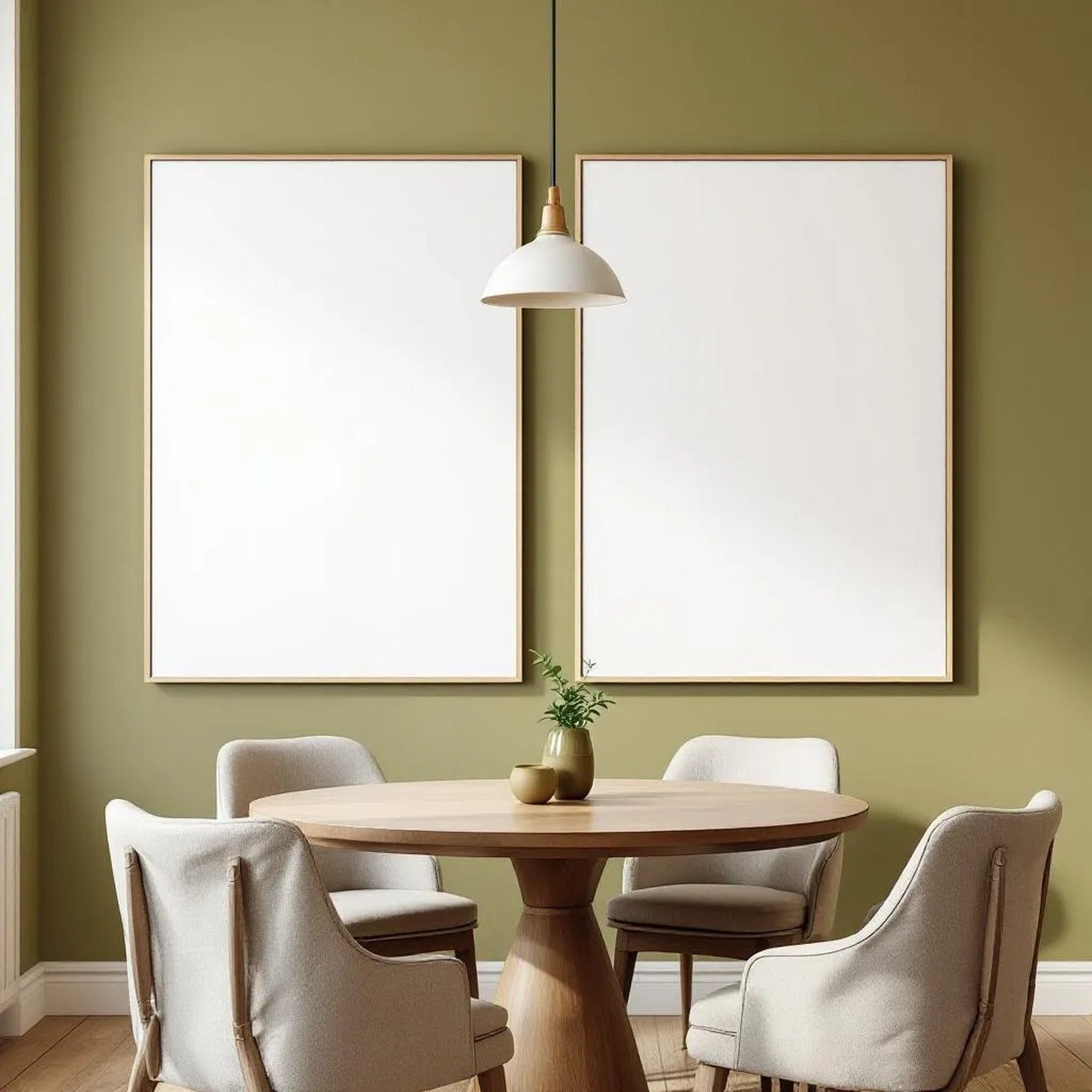Dining Room Editorial Room Mockup — Plain Square Frame Portrait 2:3 — Perspective View — #02981 | MockupBulk