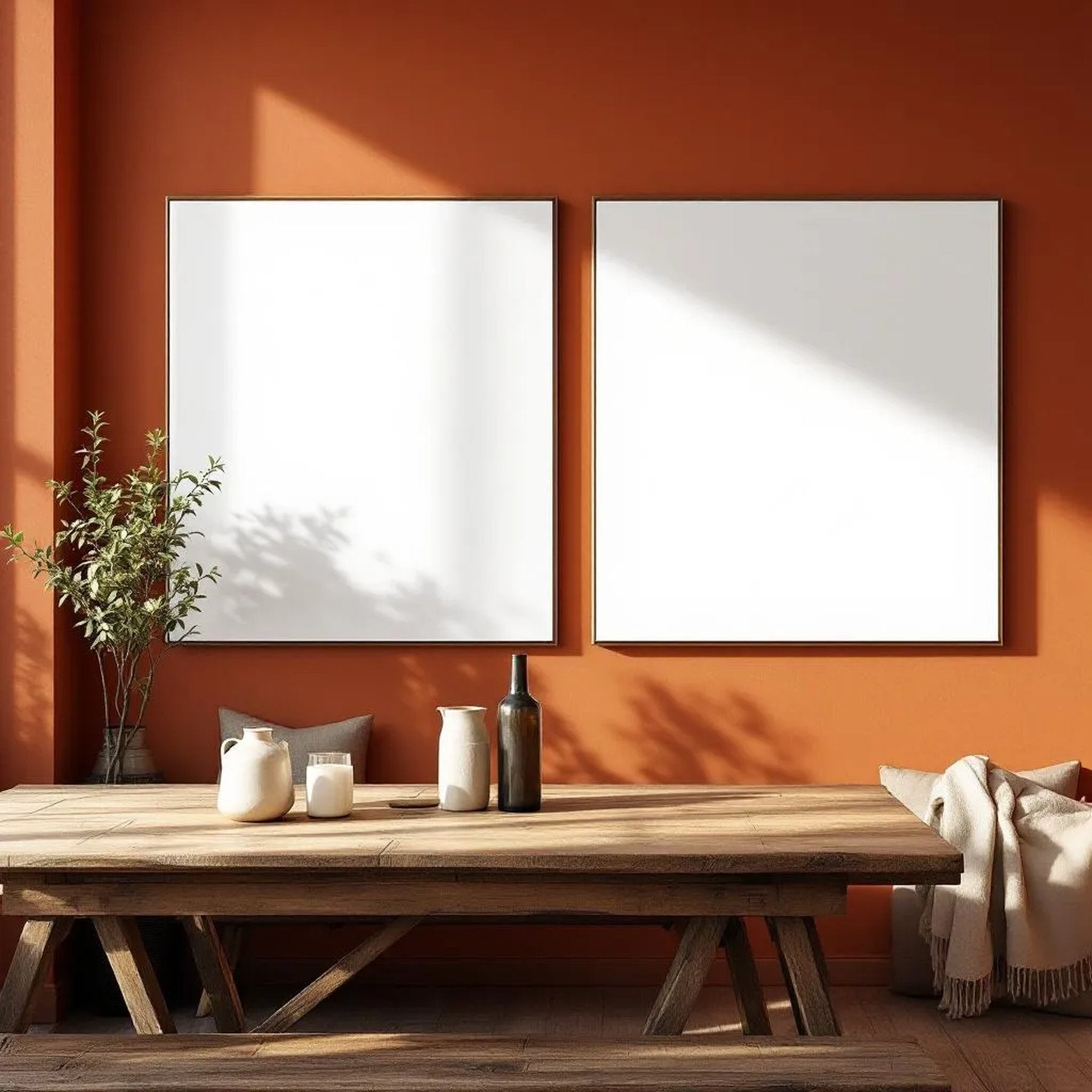 Dining Room Styled Room Mockup — Plain Square Frame Portrait 2:3 — Perspective View — #02982 | MockupBulk