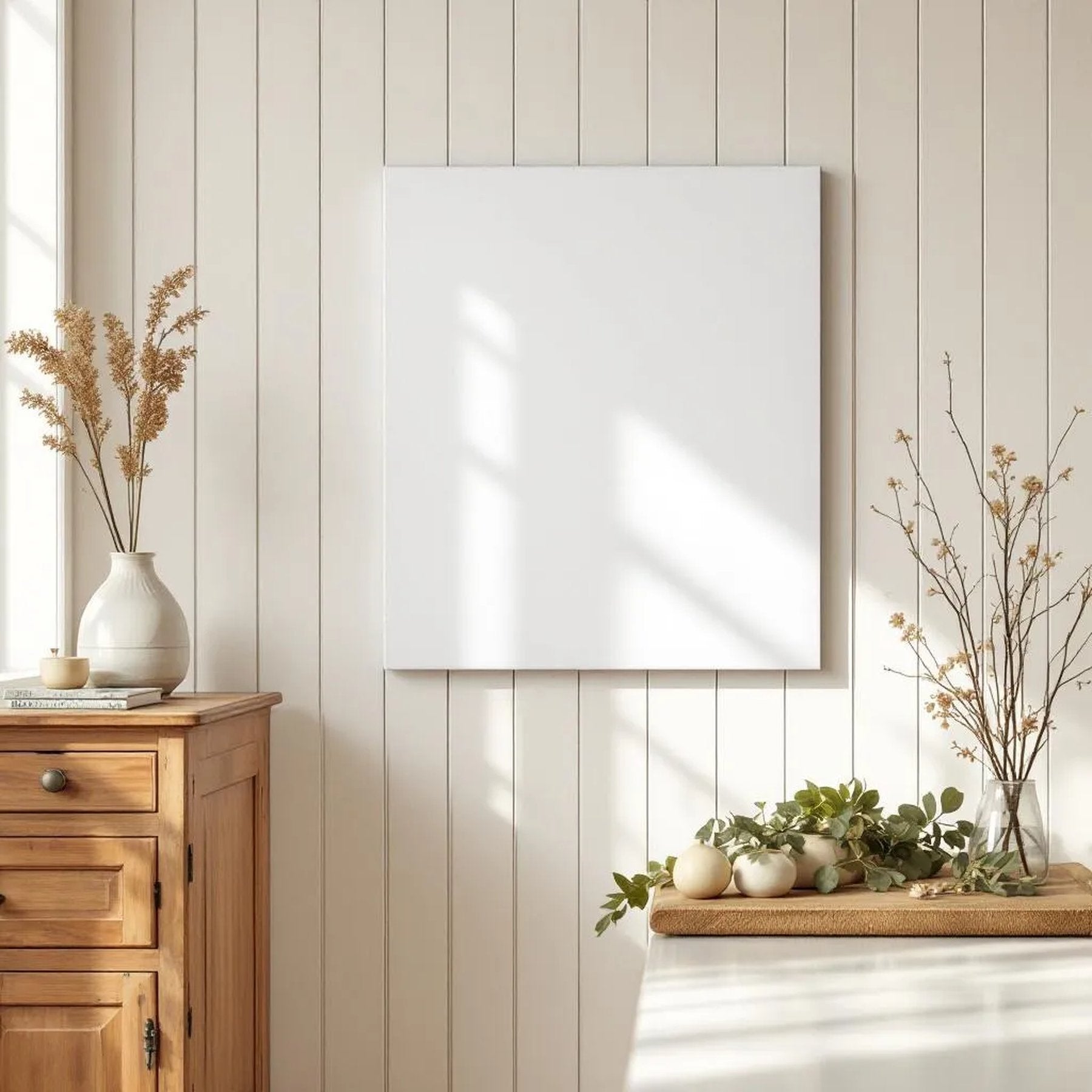 Farmhouse Frame Display Mockup — Plain Square Frame Portrait 2:3 — Perspective View — #03170 | MockupBulk