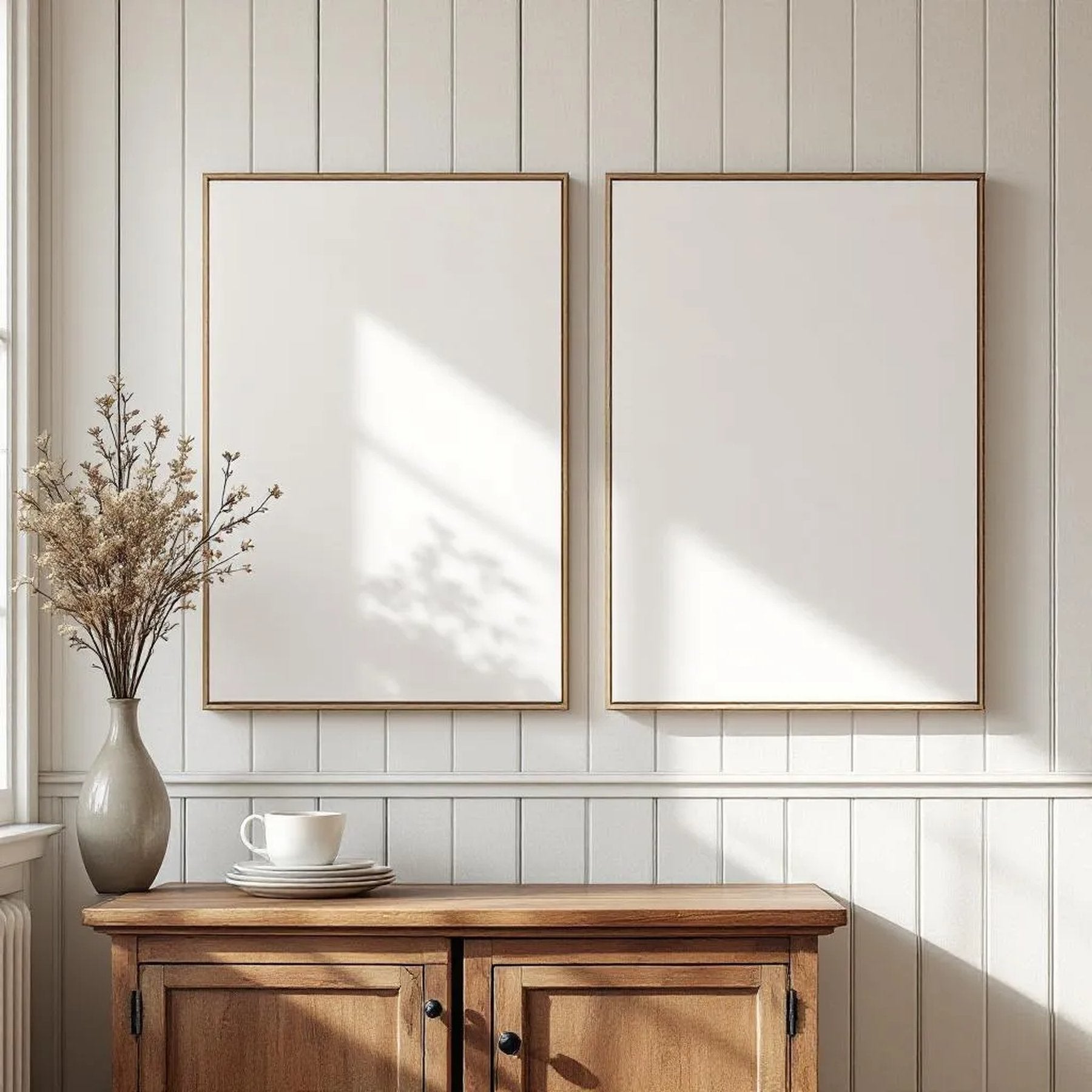 Farmhouse Lifestyle Frame Mockup — Plain Square Frame Portrait 2:3 — Perspective View — #03173 | MockupBulk