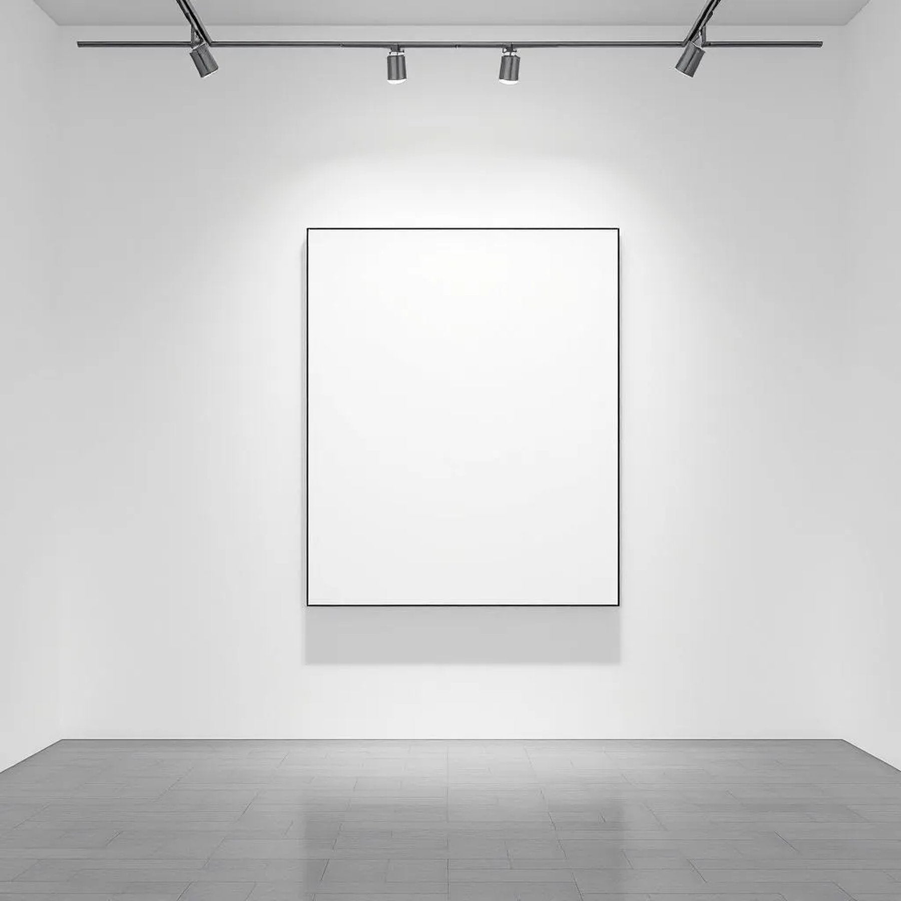 White Gallery Wall Premium Interior Mockup — Plain Square Frame Landscape 3:4 — Perspective View — #02833 | MockupBulk