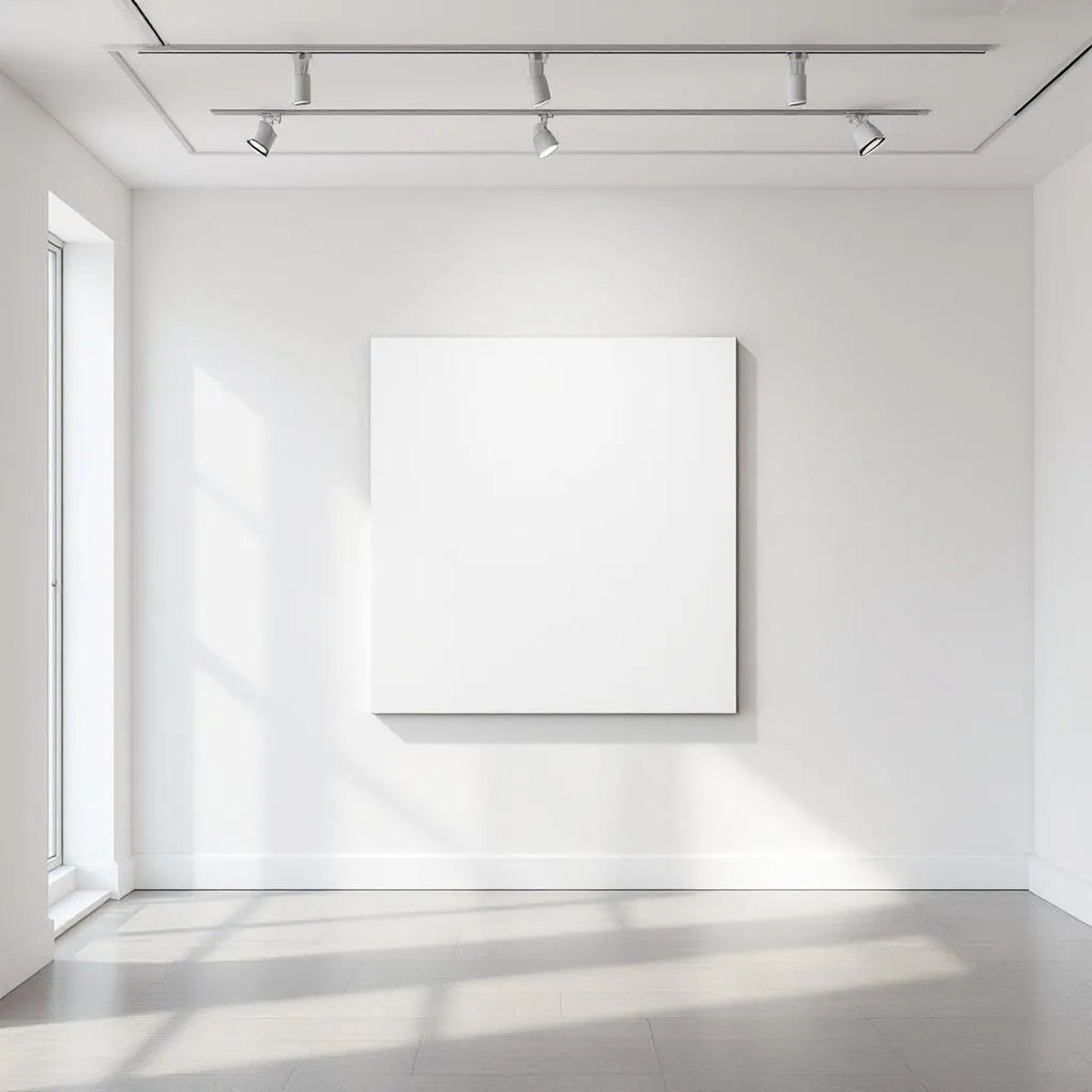 White Gallery Wall Frame Display Mockup — Plain Square Frame Square 1:1 — Perspective View — #02835 | MockupBulk