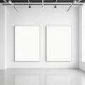 White Gallery Wall Premium Interior Mockup — Plain Square Frame Landscape 3:4 — Perspective View — #02836 | MockupBulk