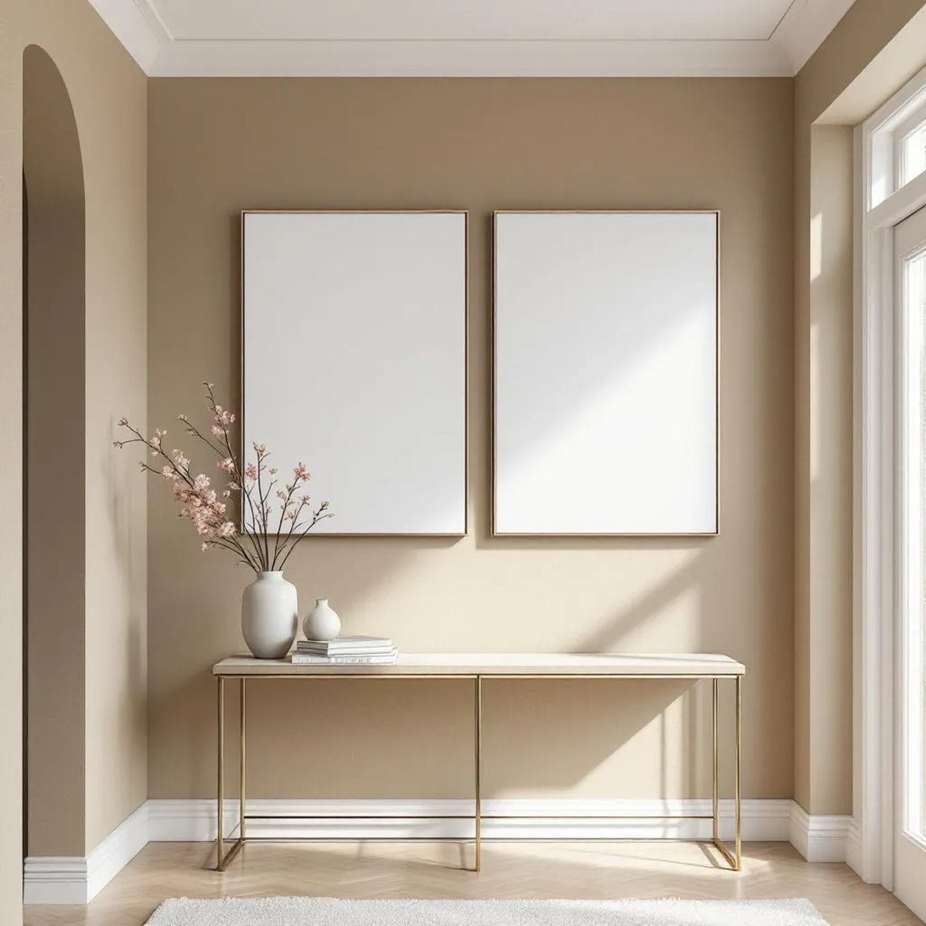 Hallway Lifestyle Frame Mockup — Plain Square Frame Portrait 2:3 — Perspective View — #02956 | MockupBulk